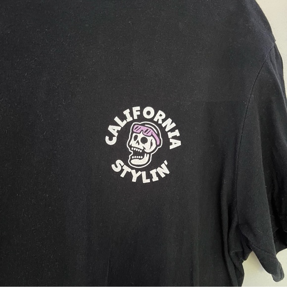 (M) Tshirt California Stylin Black Skeleton Palm Trees - Picture 4 of 4